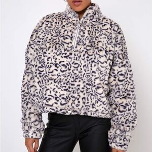 Motel Rocks Nero Ring Pull Jacket In White Leopard